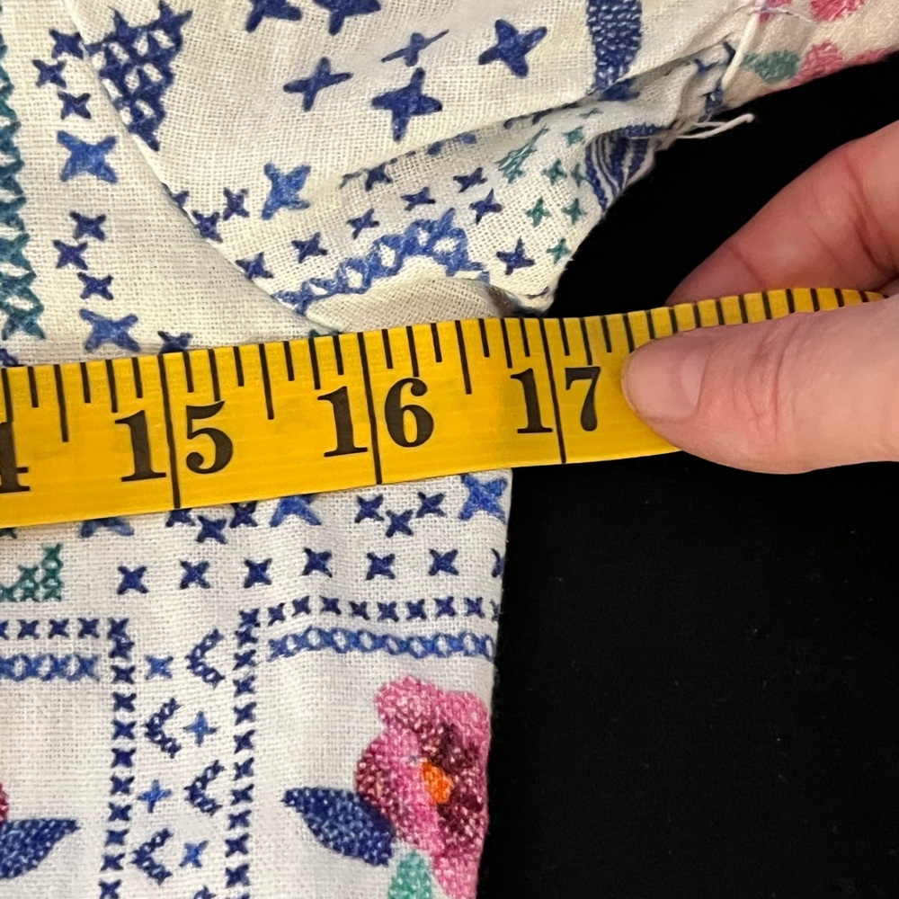 Caroline Constas Linen Blend Patchwork Floral Rom… - image 5